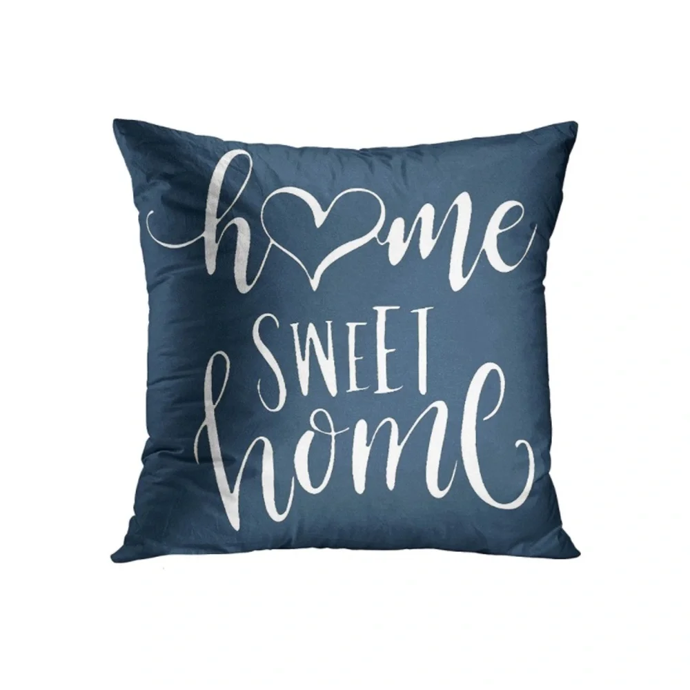Luxury Home | Chic Blue, White & Grey Home Sweet Home Throw Pillow Covers